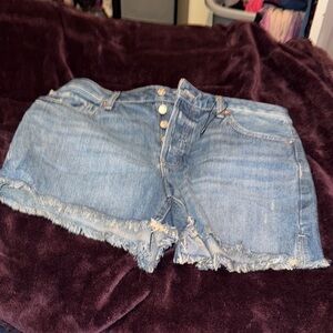 Express Blue Jean Shorts with Frayed Hem